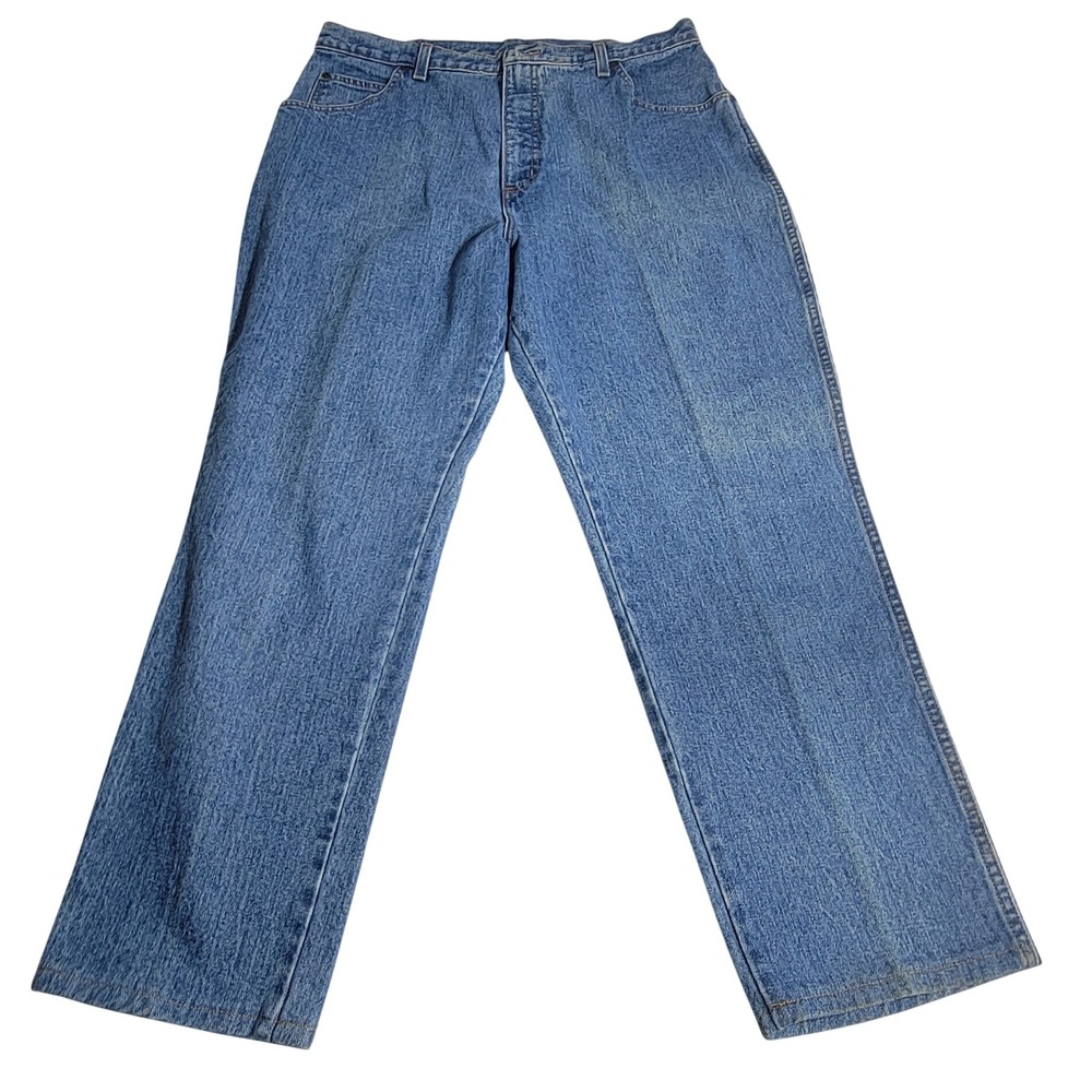Lands End Vintage High Waisted Straight Leg Blue Jeans Womens 18 100% Cotton